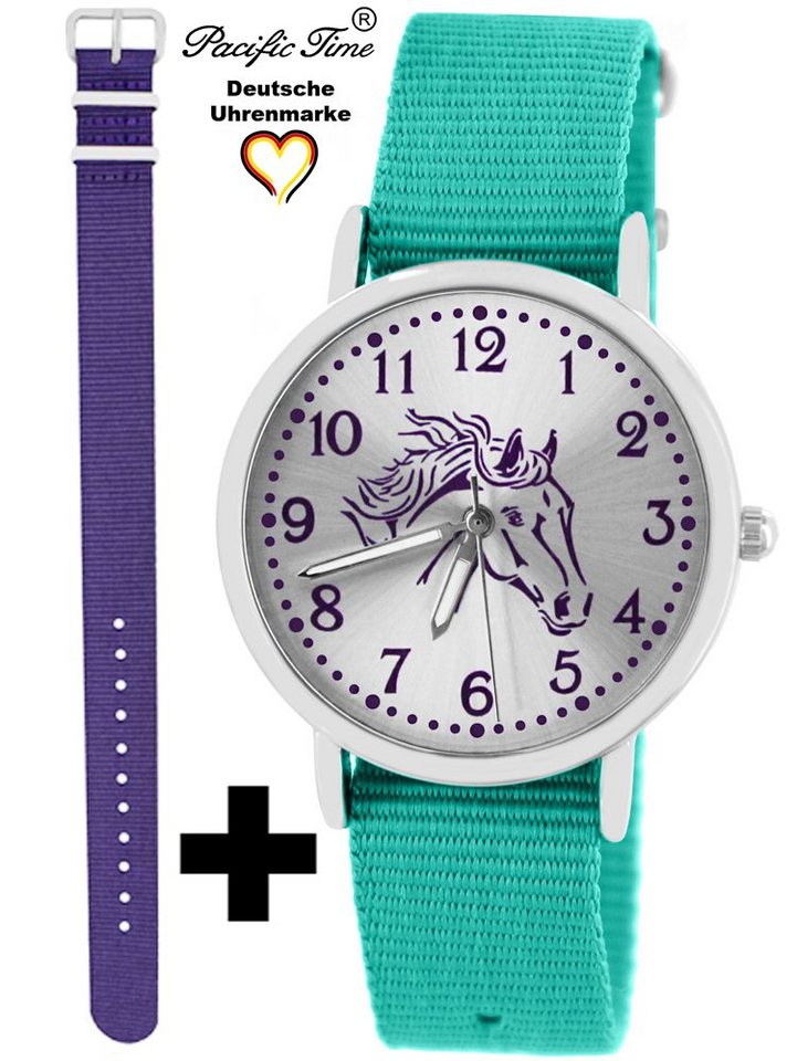 Pacific Time Quarzuhr Set Kinder Armbanduhr Pferd violett Wechselarmband, Mix und Match Design - Gratis Versand von Pacific Time