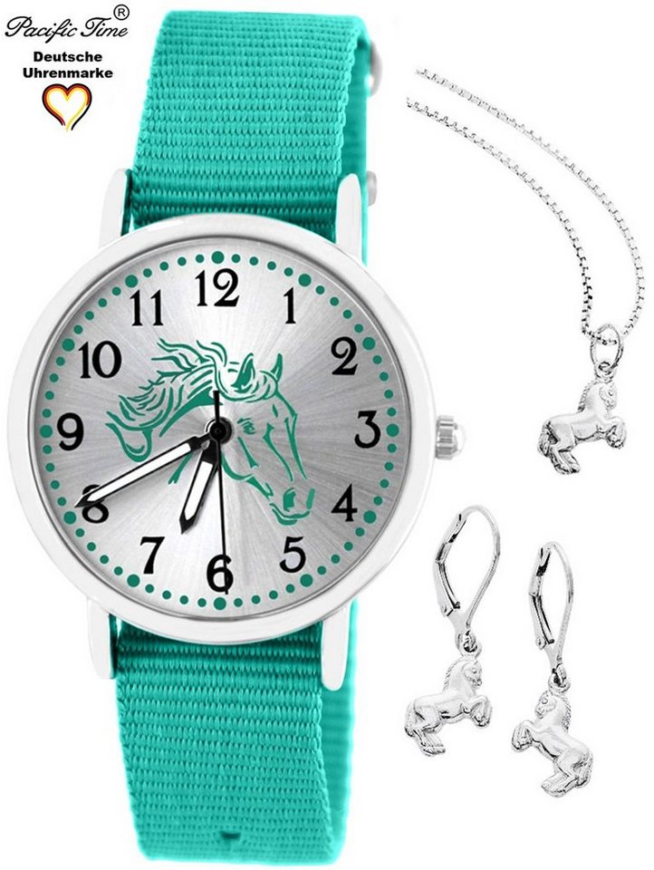 Pacific Time Quarzuhr Set Kinder Armbanduhr Pferd Wechselarmband und Schmuckset, (mit 925er Schmuckset), Mix und Match Design - Gratis Versand von Pacific Time