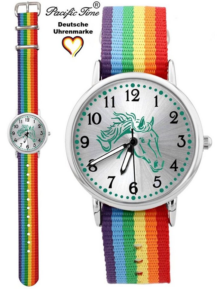 Pacific Time Quarzuhr Kinder Armbanduhr Pferd türkis Wechselarmband, Mix und Match Design - Gratis Versand von Pacific Time