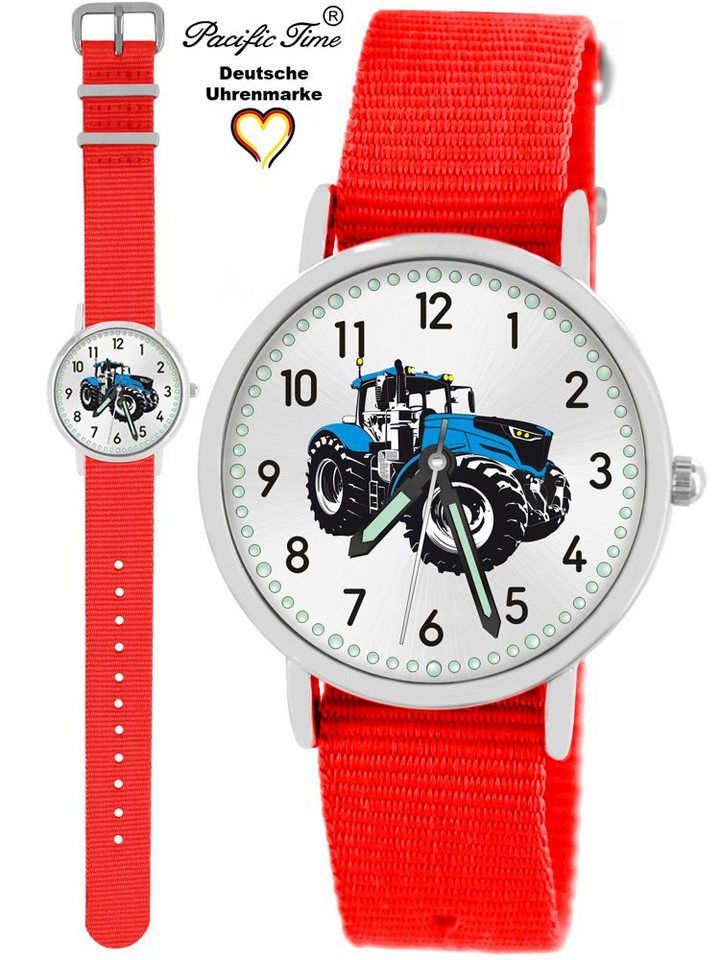 Pacific Time Quarzuhr Kinder Armbanduhr Traktor blau Wechselarmband, Mix und Match Design - Gratis Versand von Pacific Time