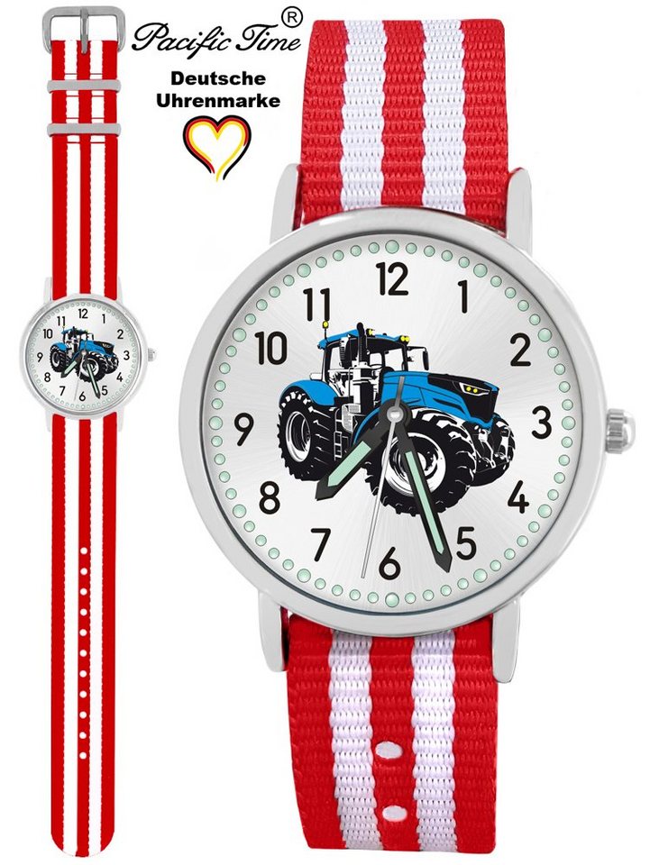 Pacific Time Quarzuhr Kinder Armbanduhr Traktor blau Wechselarmband, Mix und Match Design - Gratis Versand von Pacific Time