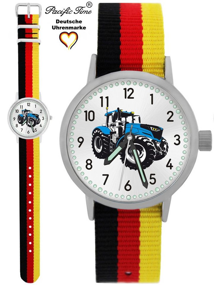 Pacific Time Quarzuhr Kinder Armbanduhr Traktor blau Wechselarmband, Mix und Match Design - Gratis Versand von Pacific Time