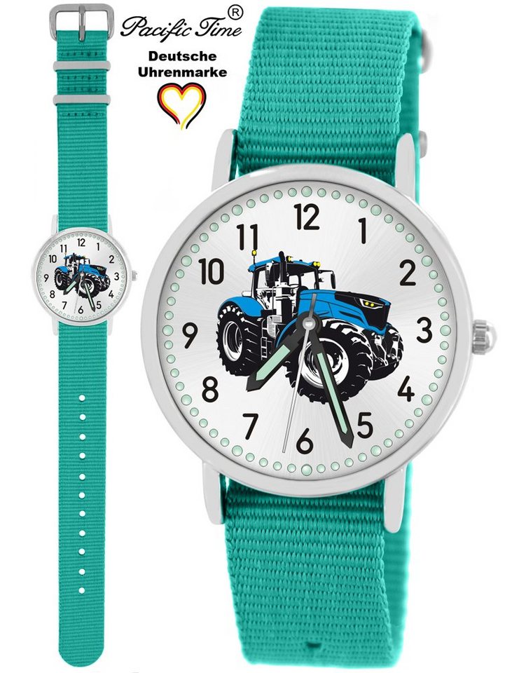 Pacific Time Quarzuhr Kinder Armbanduhr Traktor blau Wechselarmband, Mix und Match Design - Gratis Versand von Pacific Time