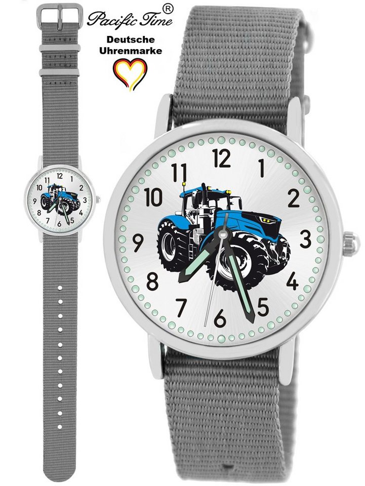 Pacific Time Quarzuhr Kinder Armbanduhr Traktor blau Wechselarmband, Mix und Match Design - Gratis Versand von Pacific Time