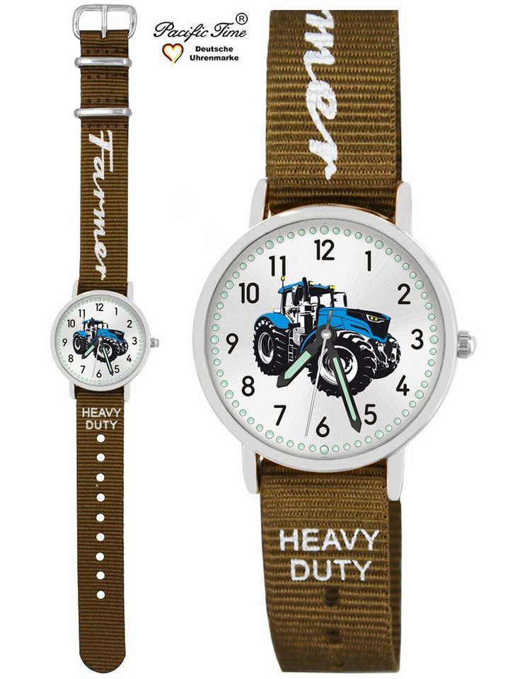 Pacific Time Quarzuhr Kinder Armbanduhr Traktor blau Wechselarmband, Mix und Match Design - Gratis Versand von Pacific Time