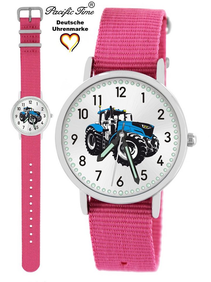Pacific Time Quarzuhr Kinder Armbanduhr Traktor blau Wechselarmband, Mix und Match Design - Gratis Versand von Pacific Time