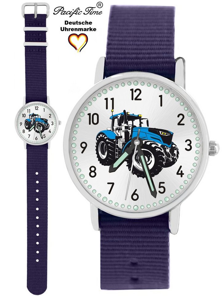 Pacific Time Quarzuhr Kinder Armbanduhr Traktor blau Wechselarmband, Mix und Match Design - Gratis Versand von Pacific Time