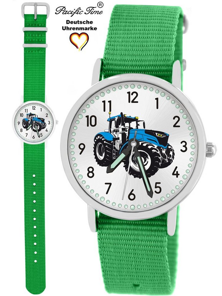 Pacific Time Quarzuhr Kinder Armbanduhr Traktor blau Wechselarmband, Mix und Match Design - Gratis Versand von Pacific Time