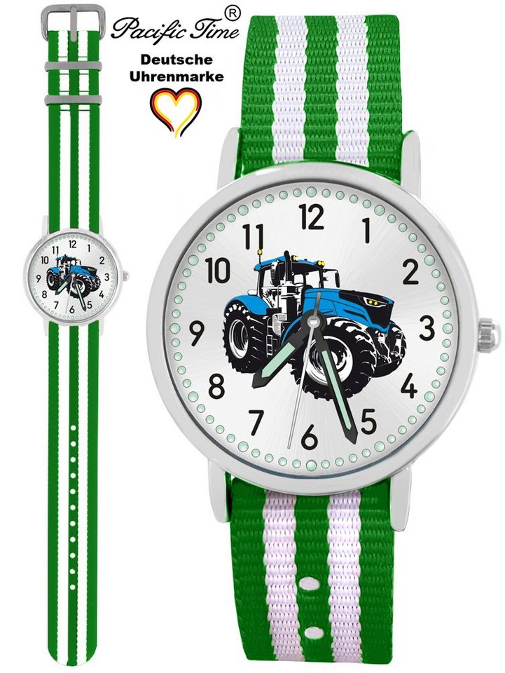 Pacific Time Quarzuhr Kinder Armbanduhr Traktor blau Wechselarmband, Mix und Match Design - Gratis Versand von Pacific Time