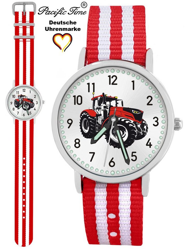 Pacific Time Quarzuhr Kinder Armbanduhr Traktor rot Wechselarmband, Mix und Match Design - Gratis Versand von Pacific Time