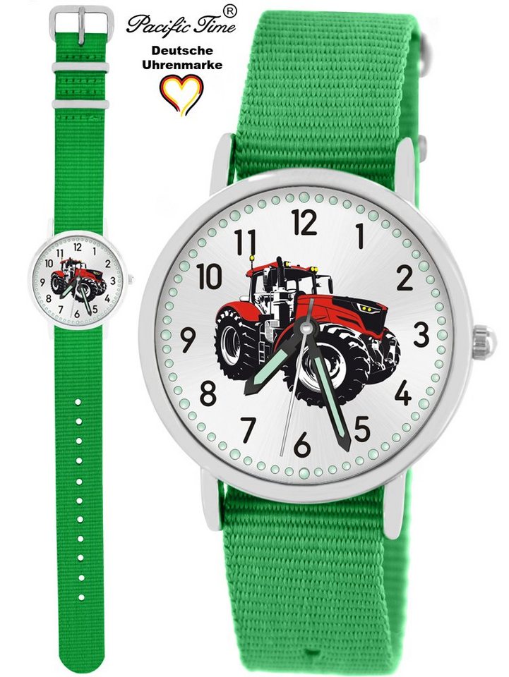 Pacific Time Quarzuhr Kinder Armbanduhr Traktor rot Wechselarmband, Mix und Match Design - Gratis Versand von Pacific Time