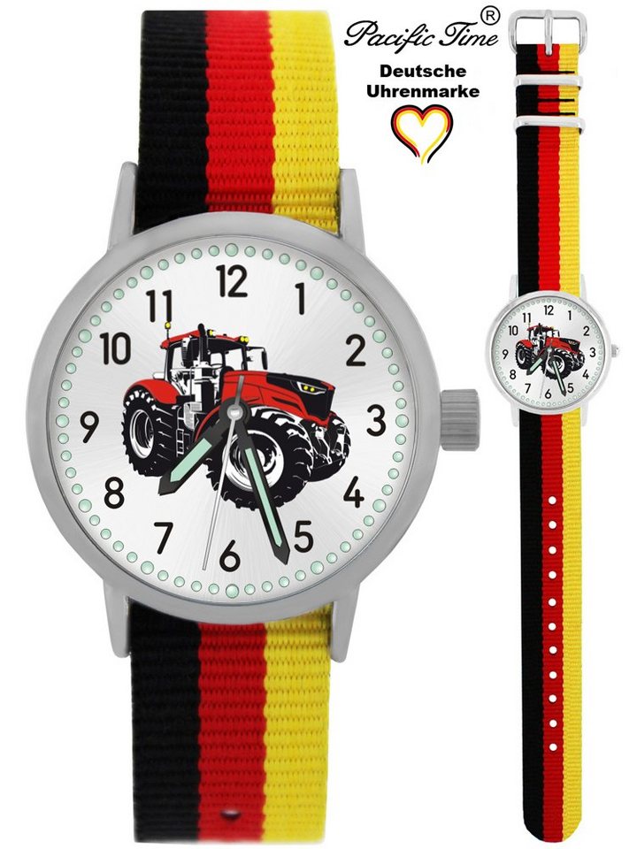 Pacific Time Quarzuhr Kinder Armbanduhr Traktor rot Wechselarmband, Mix und Match Design - Gratis Versand von Pacific Time