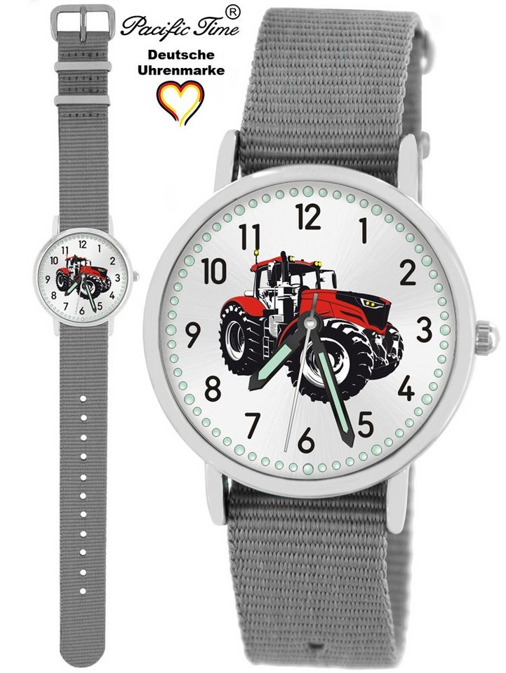 Pacific Time Quarzuhr Kinder Armbanduhr Traktor rot Wechselarmband, Mix und Match Design - Gratis Versand von Pacific Time