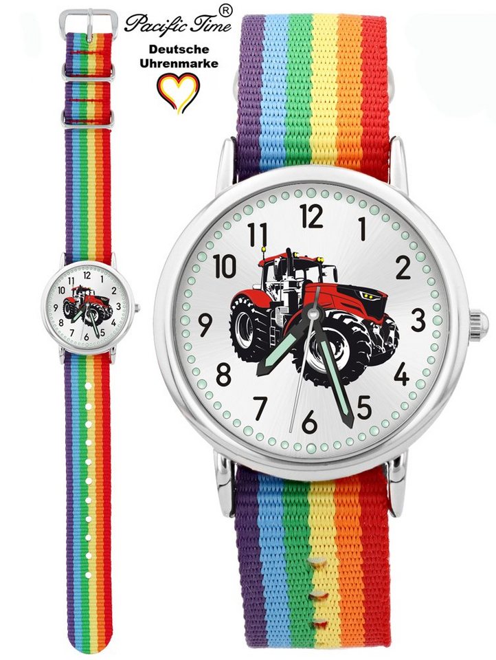 Pacific Time Quarzuhr Kinder Armbanduhr Traktor rot Wechselarmband, Mix und Match Design - Gratis Versand von Pacific Time