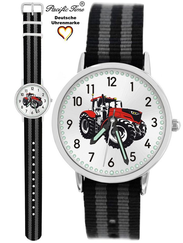 Pacific Time Quarzuhr Kinder Armbanduhr Traktor rot Wechselarmband, Mix und Match Design - Gratis Versand von Pacific Time