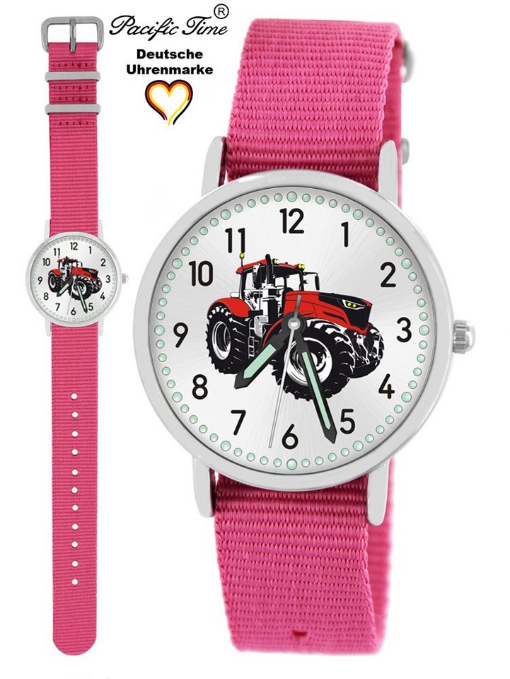 Pacific Time Quarzuhr Kinder Armbanduhr Traktor rot Wechselarmband, Mix und Match Design - Gratis Versand von Pacific Time