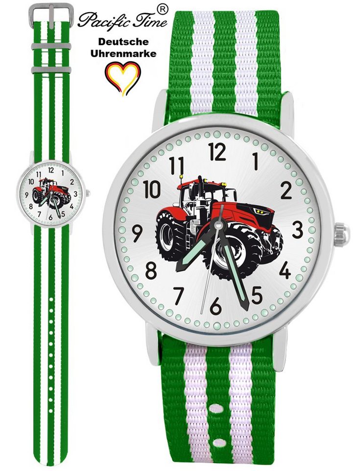 Pacific Time Quarzuhr Kinder Armbanduhr Traktor rot Wechselarmband, Mix und Match Design - Gratis Versand von Pacific Time