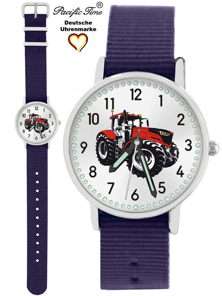 Pacific Time Quarzuhr Kinder Armbanduhr Traktor rot Wechselarmband, Mix und Match Design - Gratis Versand von Pacific Time
