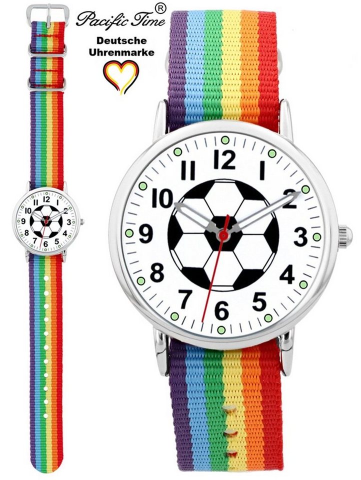 Pacific Time Quarzuhr Kinder Armbanduhr analog Mädchen Jungen Fußball Fan Sport, Wechselarmband Mix and Match - Gratis Versand von Pacific Time