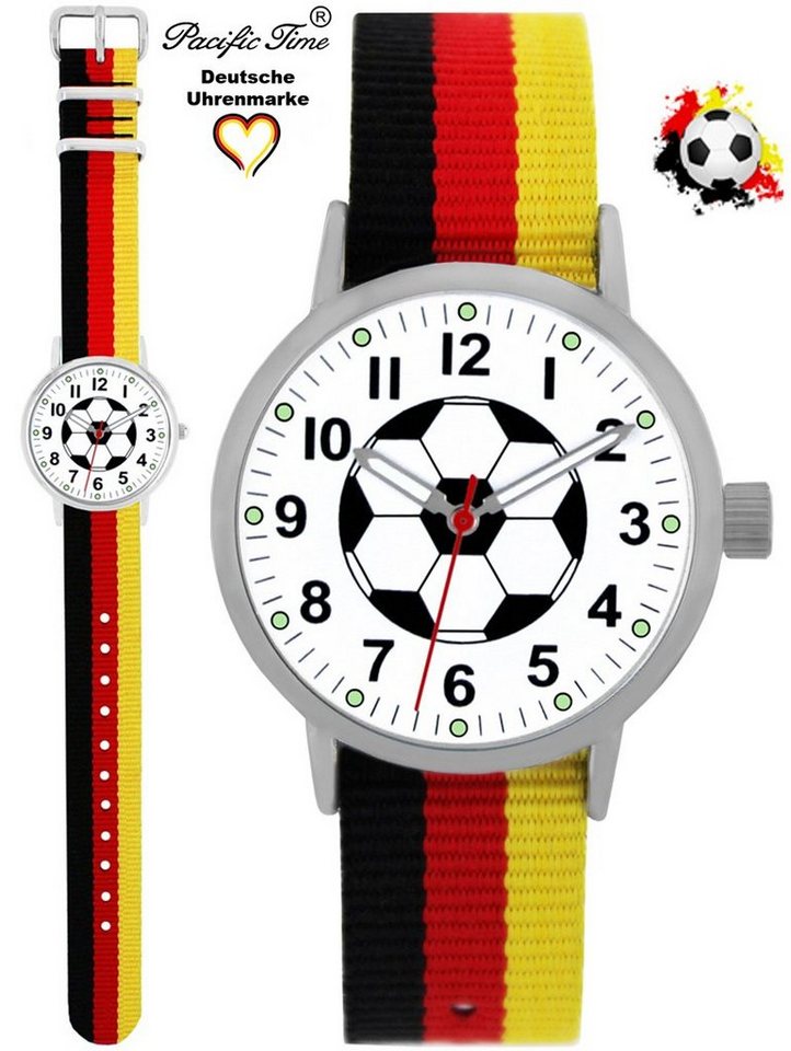 Pacific Time Quarzuhr Kinder Armbanduhr analog Mädchen Jungen Fußball Fan Sport, Wechselarmband Mix and Match - Gratis Versand von Pacific Time