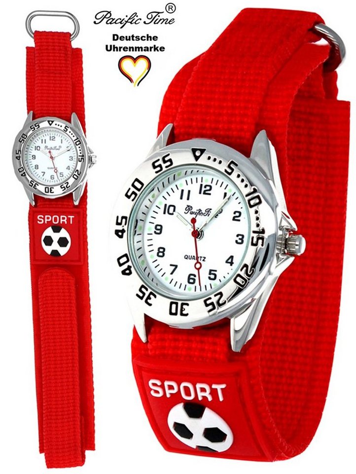 Pacific Time Quarzuhr Kinder Armbanduhr Fußball Stoffarmband Klettverschluß, Gratis Versand von Pacific Time