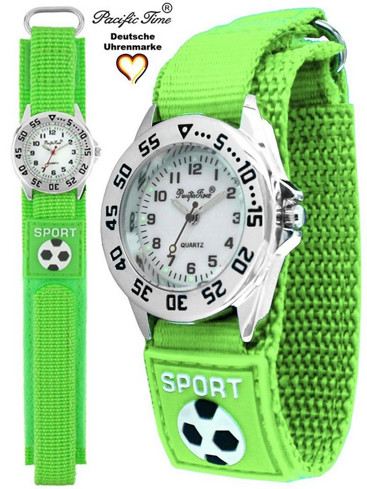 Pacific Time Quarzuhr Kinder Armbanduhr Fußball Stoffarmband Klettverschluß, Gratis Versand von Pacific Time