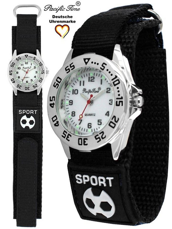 Pacific Time Quarzuhr Kinder Armbanduhr Fußball Stoffarmband Klettverschluß, Gratis Versand von Pacific Time