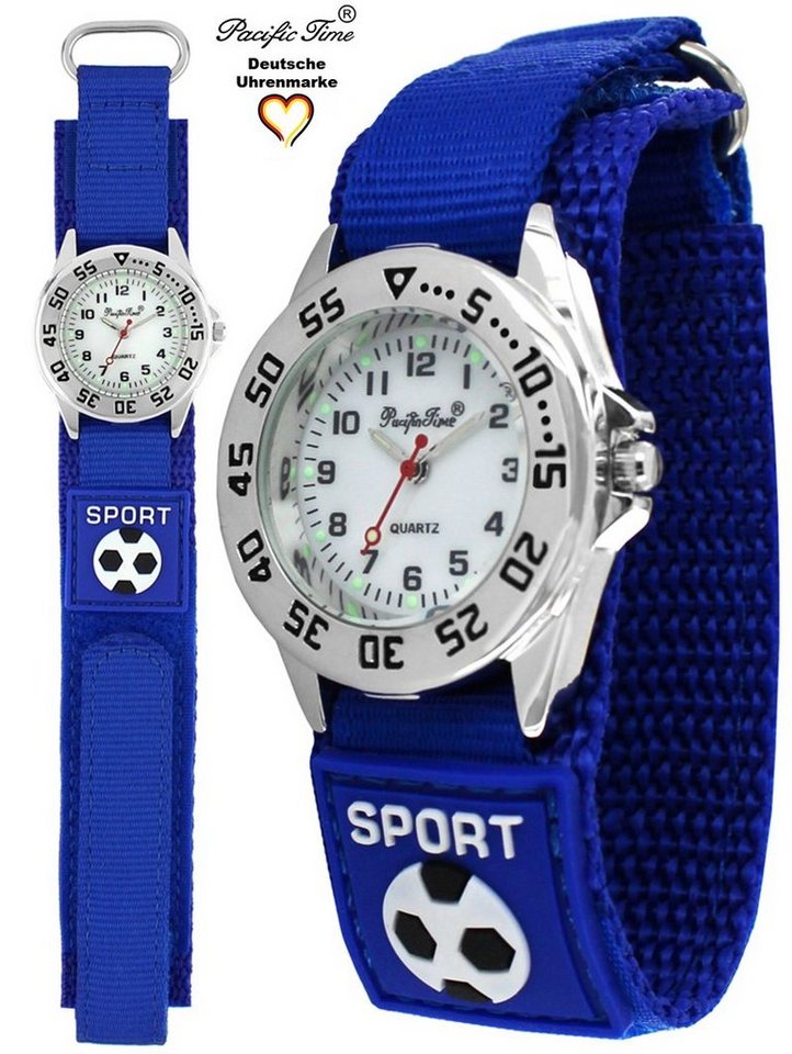 Pacific Time Quarzuhr Kinder Armbanduhr Fußball Stoffarmband Klettverschluß, Gratis Versand von Pacific Time