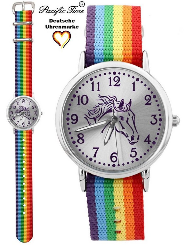 Pacific Time Quarzuhr Kinder Armbanduhr Pferd violett Wechselarmband, Mix und Match Design - Gratis Versand von Pacific Time