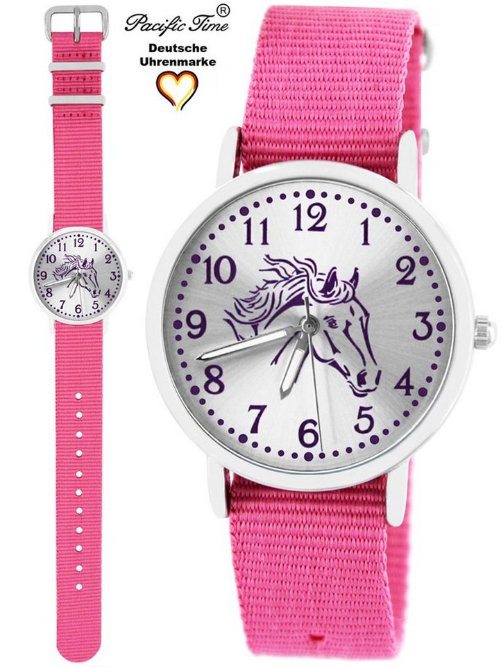 Pacific Time Quarzuhr Kinder Armbanduhr Pferd violett Wechselarmband, Mix und Match Design - Gratis Versand von Pacific Time