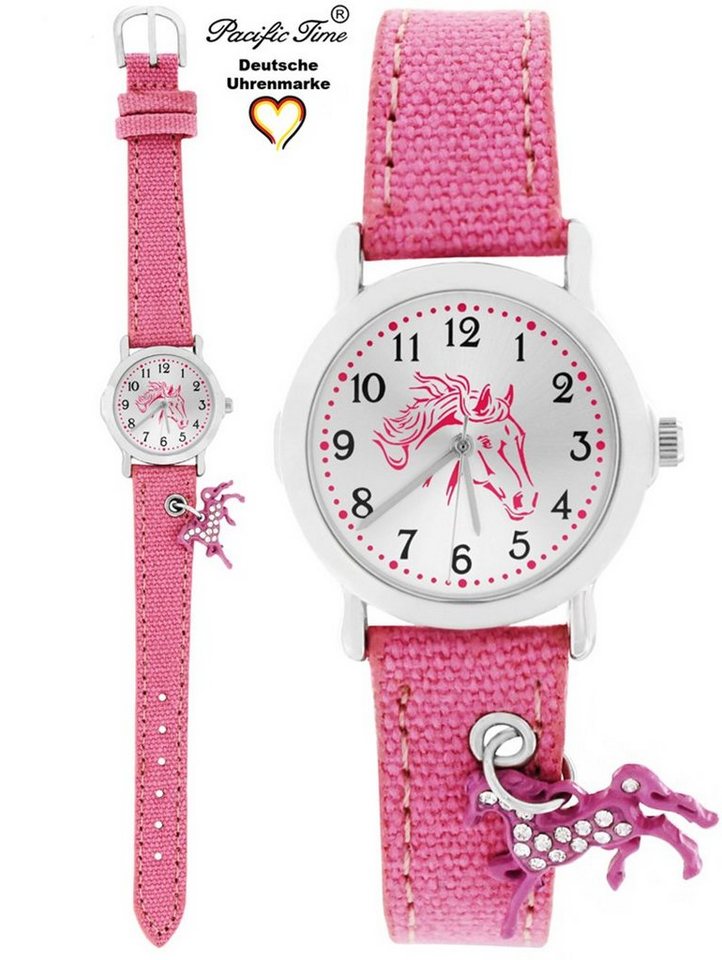 Pacific Time Quarzuhr Kinder Armbanduhr mit Pferdeanhänger Stoffarmband, Gratis Versand von Pacific Time