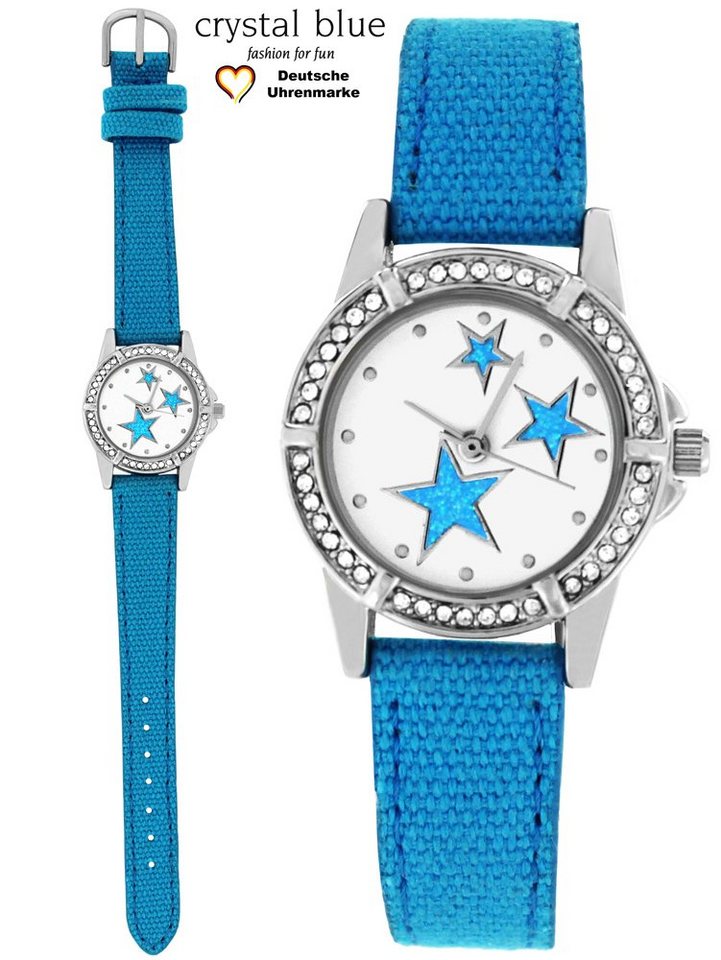 Pacific Time Quarzuhr Kinder Armbanduhr mit funkelnden Sternen & Glitzersteinen Stoffarmband, Gratis Versand von Pacific Time