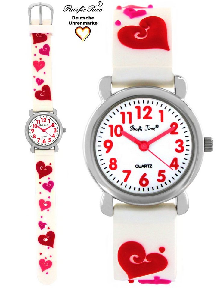 Pacific Time Quarzuhr Kinder Armbanduhr Herzen Silikonarmband, Gratis Versand von Pacific Time