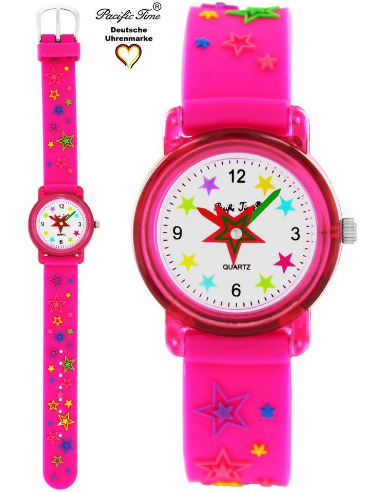 Pacific Time Quarzuhr Kinder Armbanduhr bunte Sterne Silikonarmband, Gratis Versand von Pacific Time