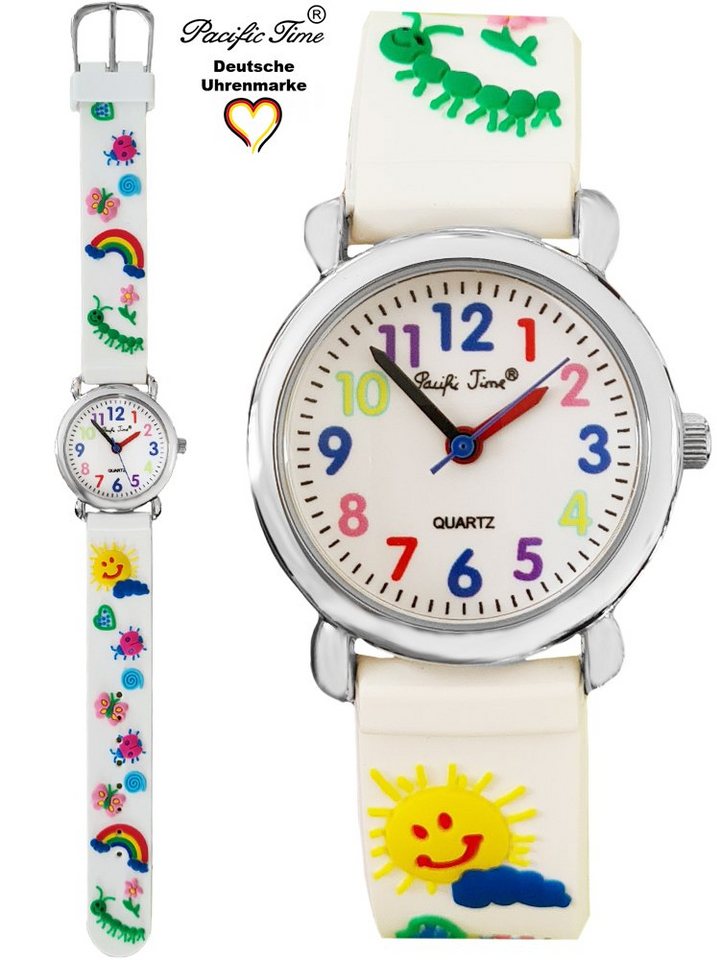 Pacific Time Quarzuhr Kinder Armbanduhr Natur Raupe Silikonarmband, Gratis Versand von Pacific Time