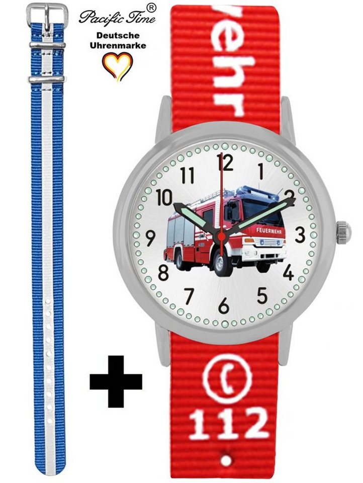 Pacific Time Quarzuhr Set Kinder Armbanduhr Feuerwehr Wechselarmband, Mix und Match Design - Gratis Versand von Pacific Time