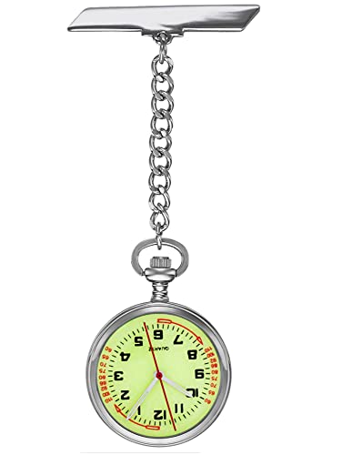 Pacific Time Krankenschwesteruhr Schwesternuhr Krankenpflegeuhr Kitteluhr Pflegeuhr Tachymeter Analog Quarz ((grün Glow) 20654 von Pacific Time