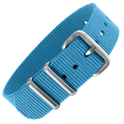 Pacific Time Uhrenarmband Nylon 16 mm bunt atmungsaktiv waschbar Kinder Sport Wechselarmband (hellblau) 10038 von Pacific Time