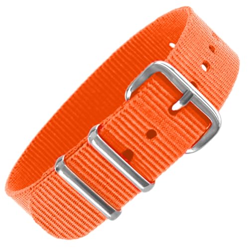 Pacific Time Uhrenarmband Nylon 16 mm bunt atmungsaktiv waschbar Kinder Sport Wechselarmband (orange) 10042 von Pacific Time