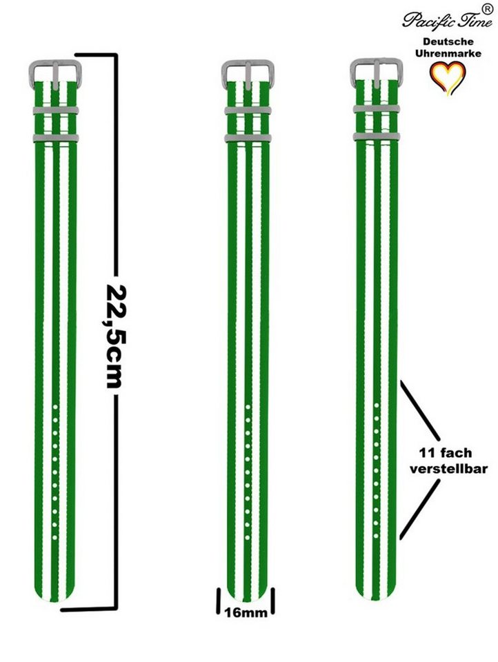 Pacific Time Uhrenarmband Wechselarmband Textil Nylon 16mm, Gratis Versand von Pacific Time