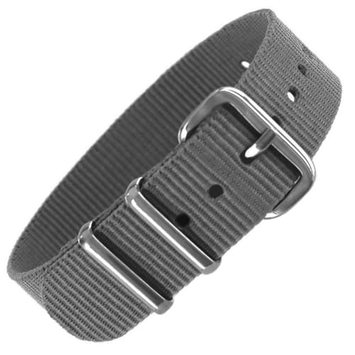 Pacific Time Uhrenarmband Nylon 16 mm bunt atmungsaktiv waschbar Kinder Sport Wechselarmband (grau) 10005 von Pacific Time