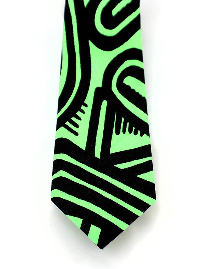 Fluoreszierende Grüne Und Schwarze Krawatte von PacificTieCompany