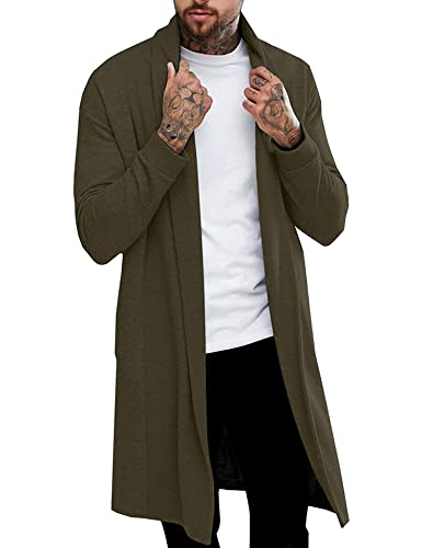 Pacinoble Herren Schal Casual Cardigan Langarm Drape Cape Leichte Open Front Lange Länge Cardigan, Grün , Groß von Pacinoble