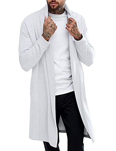 Pacinoble Herren Schal Casual Cardigan Langarm Drape Cape Leichte Open Front Lange Länge Cardigan, hellgrau, Mittel von Pacinoble