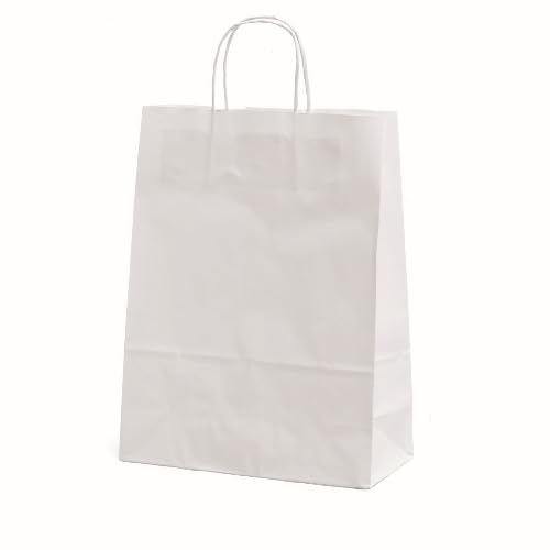 Pack-in Center Srl Shopper Neutre Havanna oder Weiß mit flachem oder verdrehtem Griff, weiß, cm 22+10x30 von Pack-in Center Srl