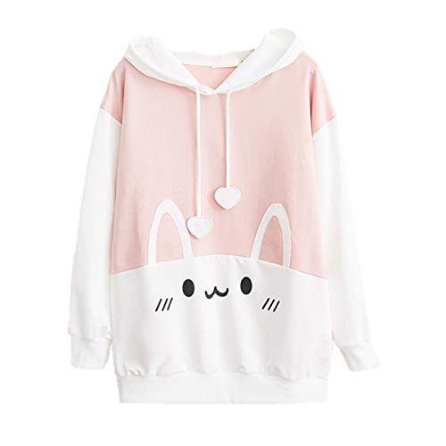 Packitcute Bunny Hoodie Kawaii Print Loose Casual Pullover Hoodie Tops, Weiss/opulenter Garten, Large von Packitcute