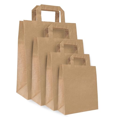 Packy - Papiertüten Klein oder Groß Modell Braun - Kraftpapier Tüten - Papiertragetaschen Wiederverwendbar - Geschenktüten - Papiertaschen 22x28x10 cm (6 Liter) - 25 Stück von Packy