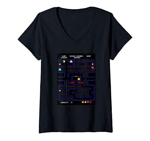 Damen PAC-MAN T-Shirt mit V-Ausschnitt von Pacman