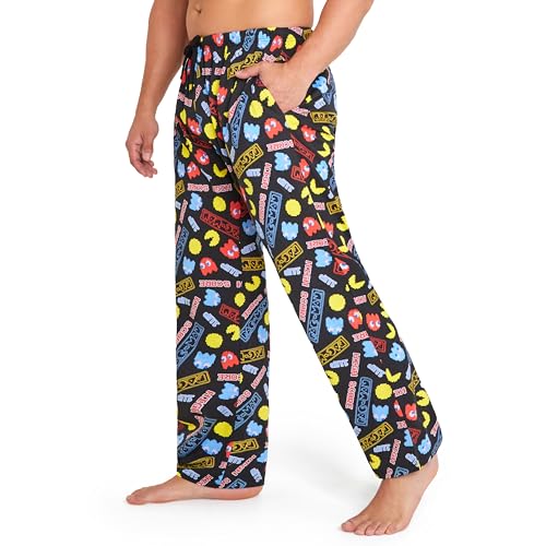 パックマン＼ＰＡＣ－ＭＡＮ Pac-Man Herren Pyjamahose, bequeme Baumwoll Freizeithose mit Taschen – Geschenke für Gamer (S, Mehrfarbig) von Pacman