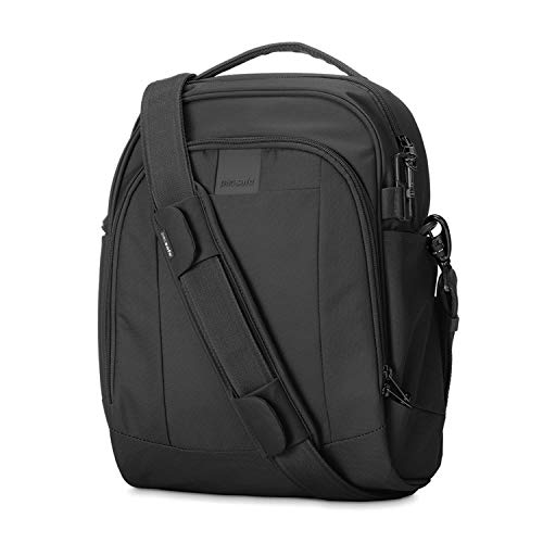 Pacsafe Metrosafe LS250 Anti-Diebstahl große Nylon Umhängetasche für Damen und Herren, Schultertasche mit Diebstahlschutz, Tasche mit Sicherheits-Features - 12 L Uni, Schwarz/Black von Pacsafe